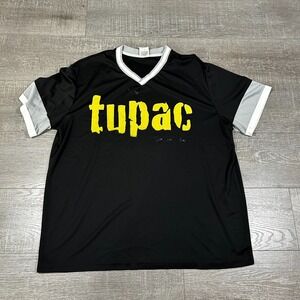 2PAC T-Shirt Men's 2XL Black Jersey Tupac Shakur Rapper Hip-Hop Music Streetwear